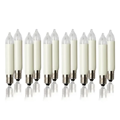 Afbeelding van hellum Reservelampjes voor lichtboog, 12 stuks, 16 V, 3 W, kleine schachtkaarsen reservekaarsen, lichtketting, binnen en buiten, met 15 + branderpunten, ø10 mm, E10/16 V/3