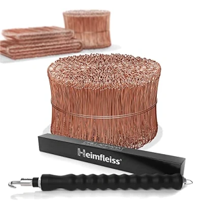 Afbeelding van Heimfleiss® Drillapparaat driller + rodeldraad 1,0 x 120 mm (1000 stuks) hoogwaardige set van draadbinders rodeltang &amp; binddraad steeksluiting koperen draadsluiting oogdraad drill draad