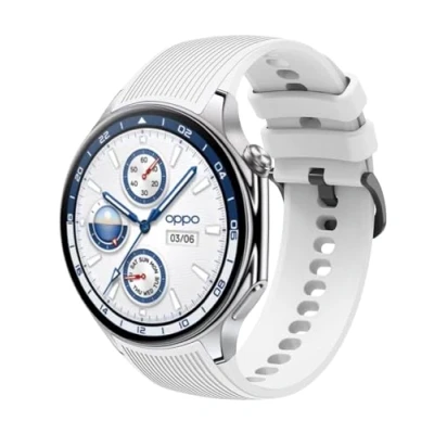 Afbeelding van Giopuey Horlogeband compatibel met OnePlus Watch 2, zachte siliconen horlogeband, reserveband, slijtvast, ademend, wit