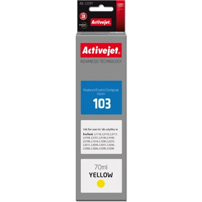 Afbeelding van Activejet AE 103Y inkt (vervanging Epson 103 C13T00S44A; Supreme; 70 ml; geel)
