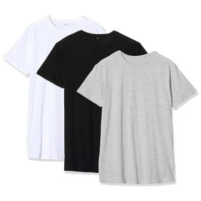 Afbeelding van Build Your Brand Heren Shaped Long Tee 3 pack T shirt, meerkleurig (Blk/H.grey/white 02227), M