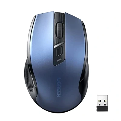 Afbeelding van UGREEN Ergonomische Draadloze Muis met USB Ontvanger 2.4 GHz Silent Click 4000 DPI Verstelbaar Compatibel PC,Tablet,Laptop,Windows,MacOS, Linux. (Blauw)
