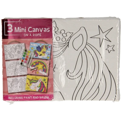 Afbeelding van Canvas Schilderset Eenhoorn, set van 3 stuks.