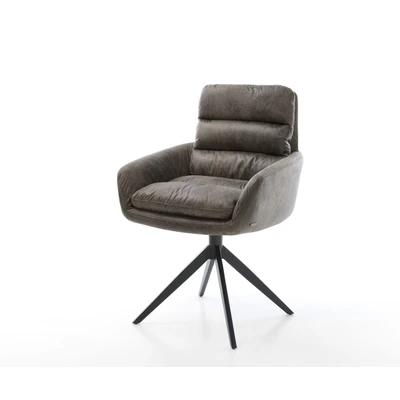 Afbeelding van Draaistoel Abelia Flex met armleuning kruisframe breed zwart grijs antiek 360