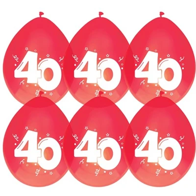 Afbeelding van Ballon 40 jaar robijn 6 stuks