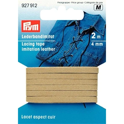 Afbeelding van PRYM 2 m x 4 mm imitatieleer vetertape, beige