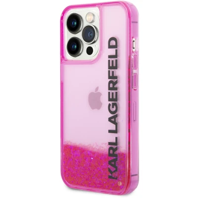 Afbeelding van Karl Lagerfeld KLHCP14XLCKVF iPhone 14 Pro Max 6.7 roze/roze hardcase Liquid Glitter Elong