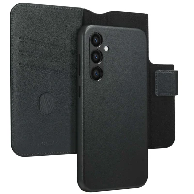 Afbeelding van Samsung Galaxy S24 Plus MagSafe Hoesje Echt leder Accezz Bookcase/2 in 1 Case Zwart Telefoonhoesje