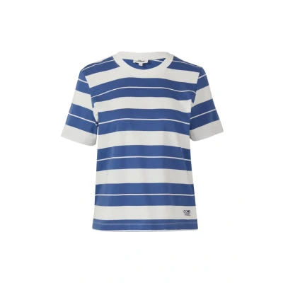 Afbeelding van s.Oliver VERKÜRZTES Streifen MIT Patch Tshirt print, Dames, Maat: 44, Royalblau