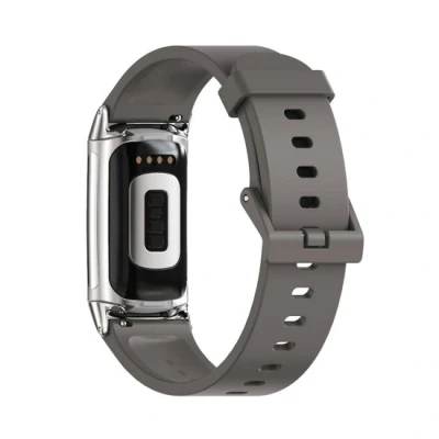 Afbeelding van FitBit Charge 5 &amp; 6 Extra soft siliconen bandje Grijsgroen
