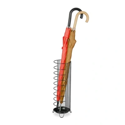 Afbeelding van Relaxdays paraplubak, HxBxD 52,5 x 13,5 cm, metaal, paraplustandaard, vierkante paraplumand, modern design, zwart