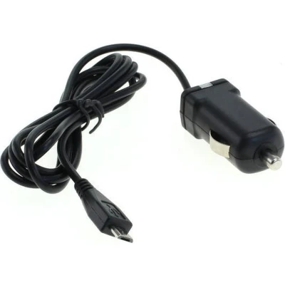 Afbeelding van USB Micro B autolader met vaste kabel 1A / zwart 1,2 meter
