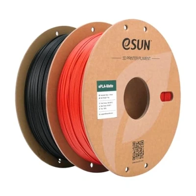 Afbeelding van eSUN Geüpgraded Mat PLA 3D Printer Filament, Filament 1.75mm, Maatnauwkeurigheid +/ 0.02mm, 1kg Spoel (2.2 LBS) Print voor Printers (Donker Zwart+Vuurrood, 2KG)