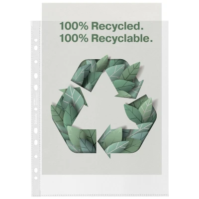 Afbeelding van Esselte premium geperforeerde showtas, 100 % gerecycleerd, ft A4 maxi, micron, pak van stuks showtassen