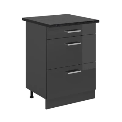 Afbeelding van Vicco Keukenonderkast R Line, Antraciet Hoogglans/Antraciet, 60 cm met laden, WB