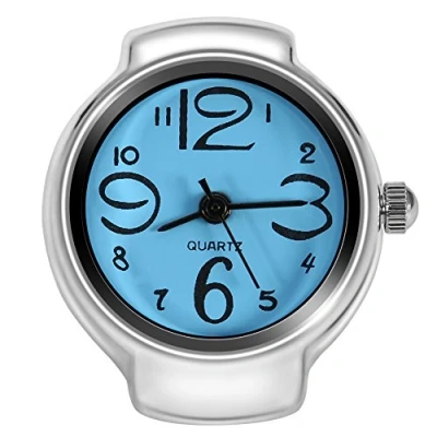 Afbeelding van Dilwe Vinger Ring Horloge, 8 Kleuren Modieuze Vrouwen Mannen Quartz Analoge Ronde Liefde Horloge (Blauw) Polshorloge Paar riem