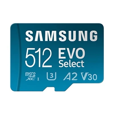 Afbeelding van Samsung EVO Select (2024) microSD kaart + SD adapter, 512GB, geheugenkaart voor smartphone en tablet, UHS I U3, Full HD, 160 MB/s lezen, MB ME512SA/EU
