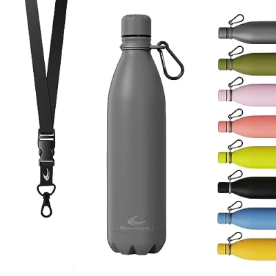 Afbeelding van DAIKOKU Roestvrijstalen Waterfles Dubbelwandige Thermosfles 100% Lekvrij Veilig en Gezond Multifunctioneel Grijs 750 ML