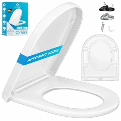 Afbeelding van KESSER® wc bril met soft close mechanisme, quick release functie en van duroplast roestvrijstalen bevestiging, D vorm