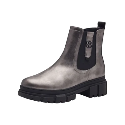 Afbeelding van s.Oliver Chelsea Boots voor dames, met ritssluiting, veganistisch, pewter, 40 EU