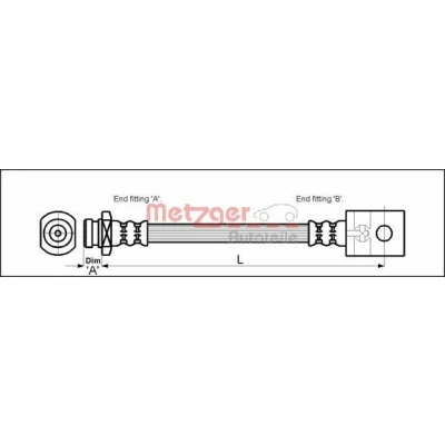 Afbeelding van METZGER 4112525 Remslang 452mm NISSAN: Terrano II SUV (R20) 2.7 TD 4WD, 2.4 i 12V TDi 3.0 Di 4WD 1993 2007