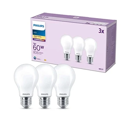 Afbeelding van Philips Classic LED Lamp E27 Warmwit Licht 60 W Mat 3 Lampen