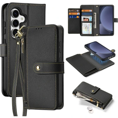 Afbeelding van Dux Ducis Telefoon Hoesje geschikt voor Samsung Galaxy S25 Magsafe Magneet 2 in 1 Wallet Book Case Lawa Series Zwart
