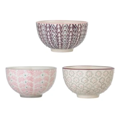 Afbeelding van Bloomingville Schaal Maya, roze grijs paars, keramiek, set van 3