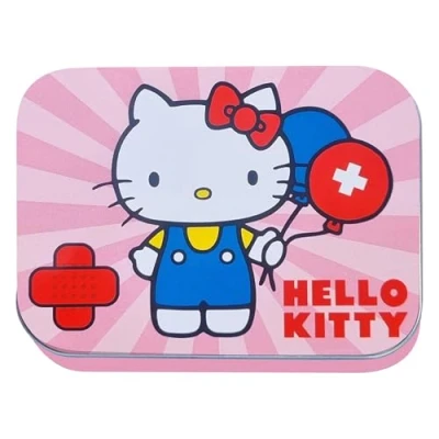 Afbeelding van Hello Kitty Rosa Kinderpleisters met Licentie 3 stuks Metalen Doos 24 Pleisters Mooie Design Pleister bewaardoos voor Kinderen Plakpleister Geschikt Rugzak Handtas