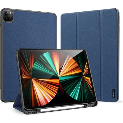 Afbeelding van Apple iPad Pro 12.9 (2022) Hoes: Dux Ducis Domo Bookcase Donkerblauw Kunstleder Tablet Hoezen