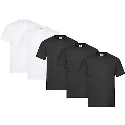 Afbeelding van Fruit of the Loom T shirt voor heren, 5 pack, zwaar katoen, M L XL XXL 3XL, diverse kleurensets,