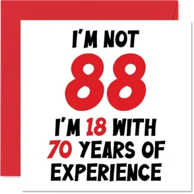 Afbeelding van 88e verjaardagskaart voor vrouwen mannen niet 88 ik ben 18 met 70 jaar ervaring grappige achtentachtigste gelukkige mama papa overgrootvader Nan, 145 mm x humor grap wenskaarten