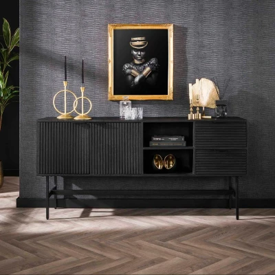 Afbeelding van Fraaai Mariah dressoir 170 cm mangohout zwart Hout