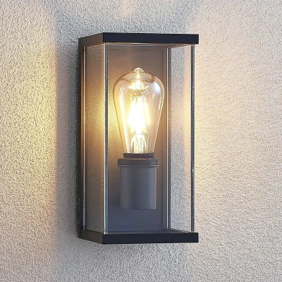 Afbeelding van Lindby Buitenwandlamp Sasanne, hoekig, glas