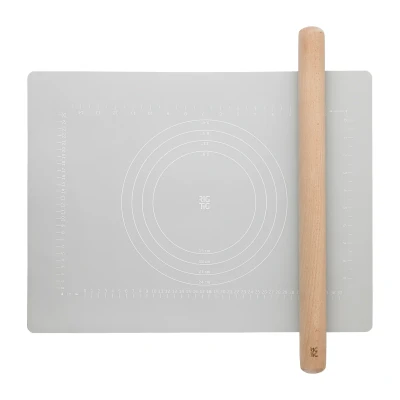 Afbeelding van Rig Tig By Stelton BAKE IT Deegroller Met Bakmat Licht Grijs