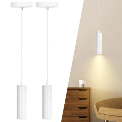 Afbeelding van Aigostar 10MN7 2 stuks Hanglamp Industrieel GU10 voor Woonkamer, Eetkamer Slaapkamer Wit excl. lichtbron