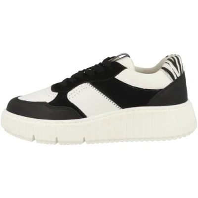 Afbeelding van Tamaris Sneakers laag, Dames, Maat: 39, Black white Leer en imitatieleer
