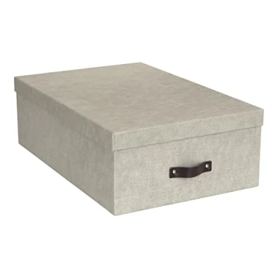 Afbeelding van Bigso Box of Sweden INGE Set van 3 opbergdozen voor slaap , kinder werk badkamer, opbergbox met deksel, opbergkisten in linnenlook, beige