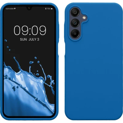 Afbeelding van kwmobile telefoonhoesje geschikt voor Samsung Galaxy A15 5G Hoesje met siliconen coating Smartphone case in rifblauw