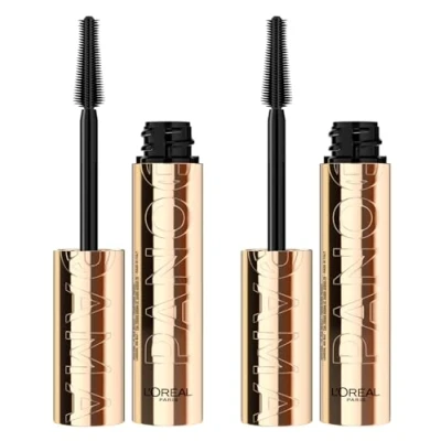 Afbeelding van L&#039;Oréal Paris Panorama Volumising Mascara Bruin Kleur met Stretchflex Complex Klontvrij Vergroot look Effect Geschikt voor Gevoelige Ogen 2 Mascara&#039;s