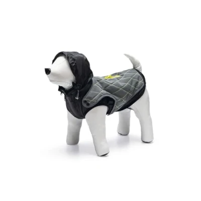 Afbeelding van Beeztees Safety Gear Allia Hondenjas Reflecterend Grijs 62 cm met capuchon 2 in 1 jas