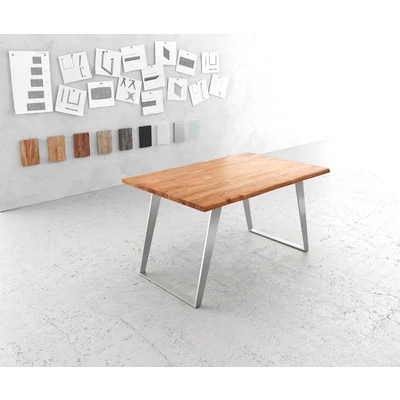 Afbeelding van Eettafel Edge acacia natuur 140x90 edelstaal schuin Live