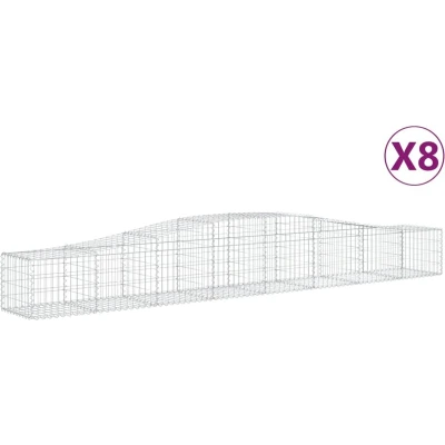 Afbeelding van vidaXL Schanskorven 8 st gewelfd 400x50x40/60 cm gegalvaniseerd ijzer