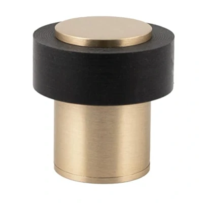 Afbeelding van Deurstopper 24 x 35 mm Siliconen dempers Gemaakt van messing Schroefvoet incl. schroef + bevestigingspluggen Mod. I 19124 EVI beslag (mat zwart rubber)