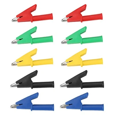 Afbeelding van Metalen Alligator Clips Geïsoleerd, 10pack P2002 380v 20a 4mm Banaan Jack Krokodil Veiligheidstest Clip Voor Multimeter, 5 Kleuren