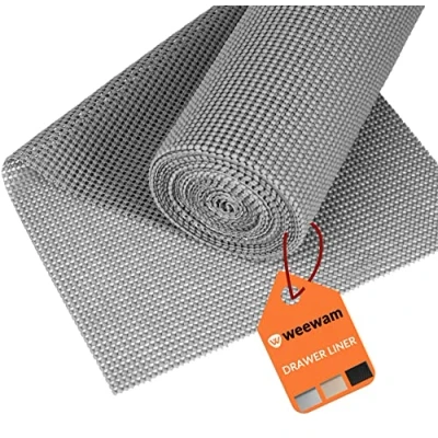 Afbeelding van Antislip Lademat voor Keukenladen en Planken, Weewam 45 x 400 cm Rol met EVA Antikleef Gripmat Keukenkastvoering, Wasbare Beschermende Mat, Perfect Thuis Kantoor, Campervan Grijs