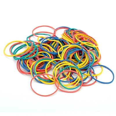 Afbeelding van Elastische band, kleurrijk, elastisch, dik en sterk, herbruikbaar, voor thuis, werk, kantoor, 100 stuks (4 kleuren)