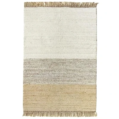 Afbeelding van HAMID jute tapijt, alleen, tapijt 100% natuur, vezel handgeweven, zacht en hoge sterkte voor woonkamer, eetkamer, slaapkamer, haltapijt (D2, 170 x 120 cm)