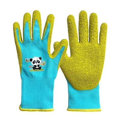 Afbeelding van QEARSAFETY Tuinhandschoenen voor kinderen van 7 tot 9 jaar, rubberen handpalm water en vuilbestendigheid (7 jaar oud, blauw/appelgroen)