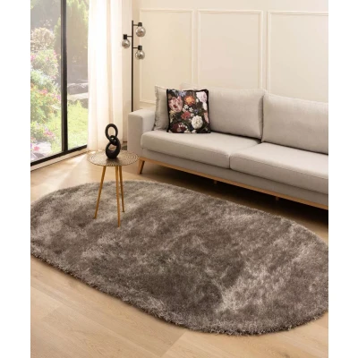 Afbeelding van Ovaal Hoogpolig Vloerkleed Velvet Posh Grijs 240x340 Cm
